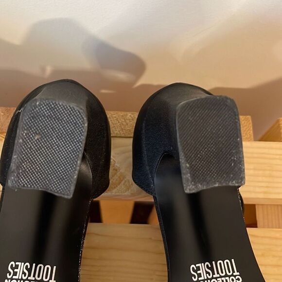 Mootsies Tootsies Halle Satin/Fabric Black Y2K Square Toe Heels Size 7.5 - Picture 10 of 11